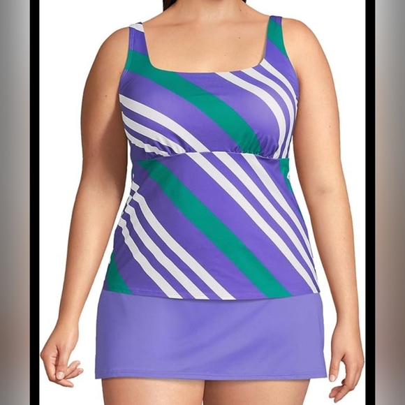 Lands End Plus Striped Tankini,  Bottoms, and Skirted Bottom 3 Pc Set EUC 🏖 - Picture 15 of 15